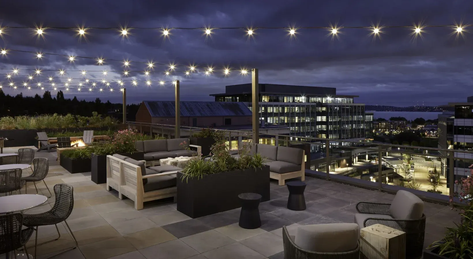 Outdoor lounge at Kirkland Urban in Kirkland, WA.