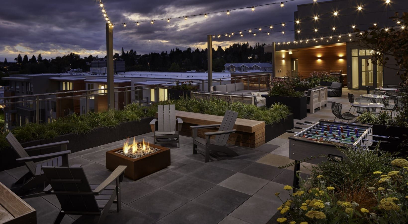 Outdoor lounge at Kirkland Urban in Kirkland, WA.