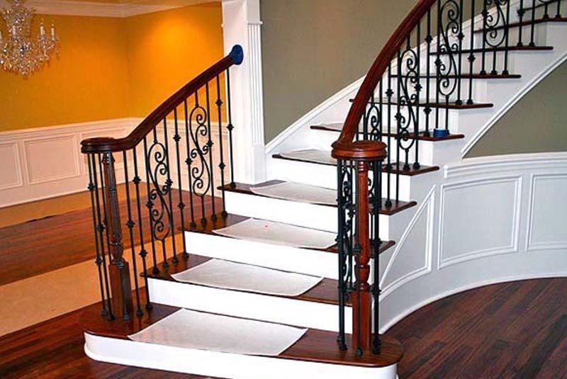 Curved Staircase with White Steps