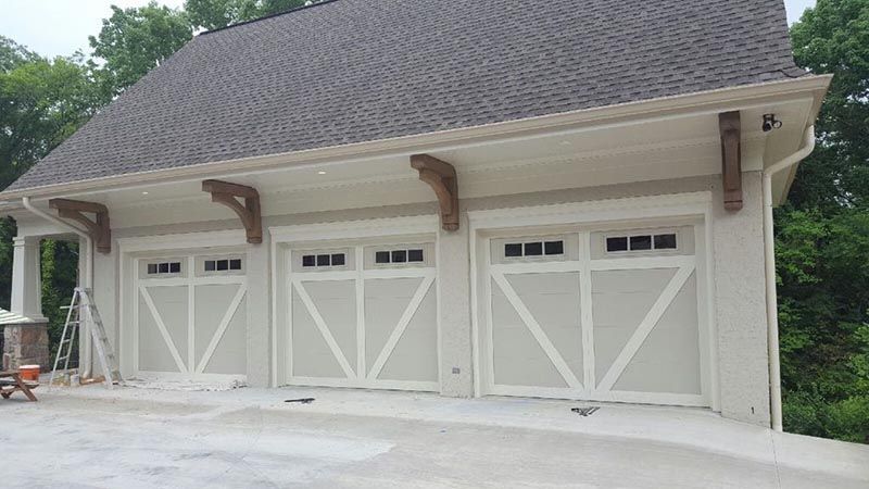 White Painted Wood Garage Door