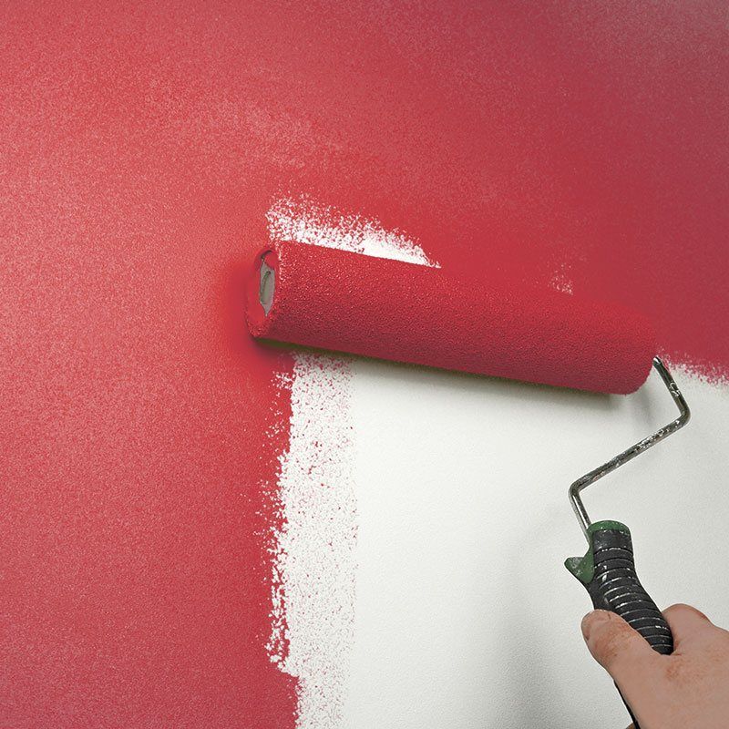 Red Color Paint on a Paint Roller