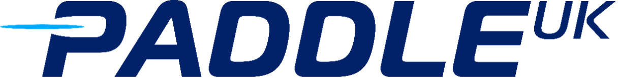 A blue and white logo for paddle uk