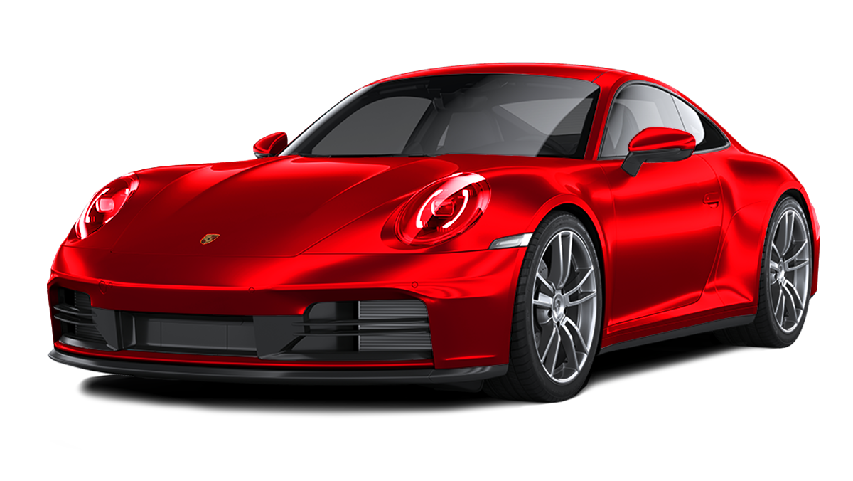 White Porsche 911 with teal front; isolated on white background.