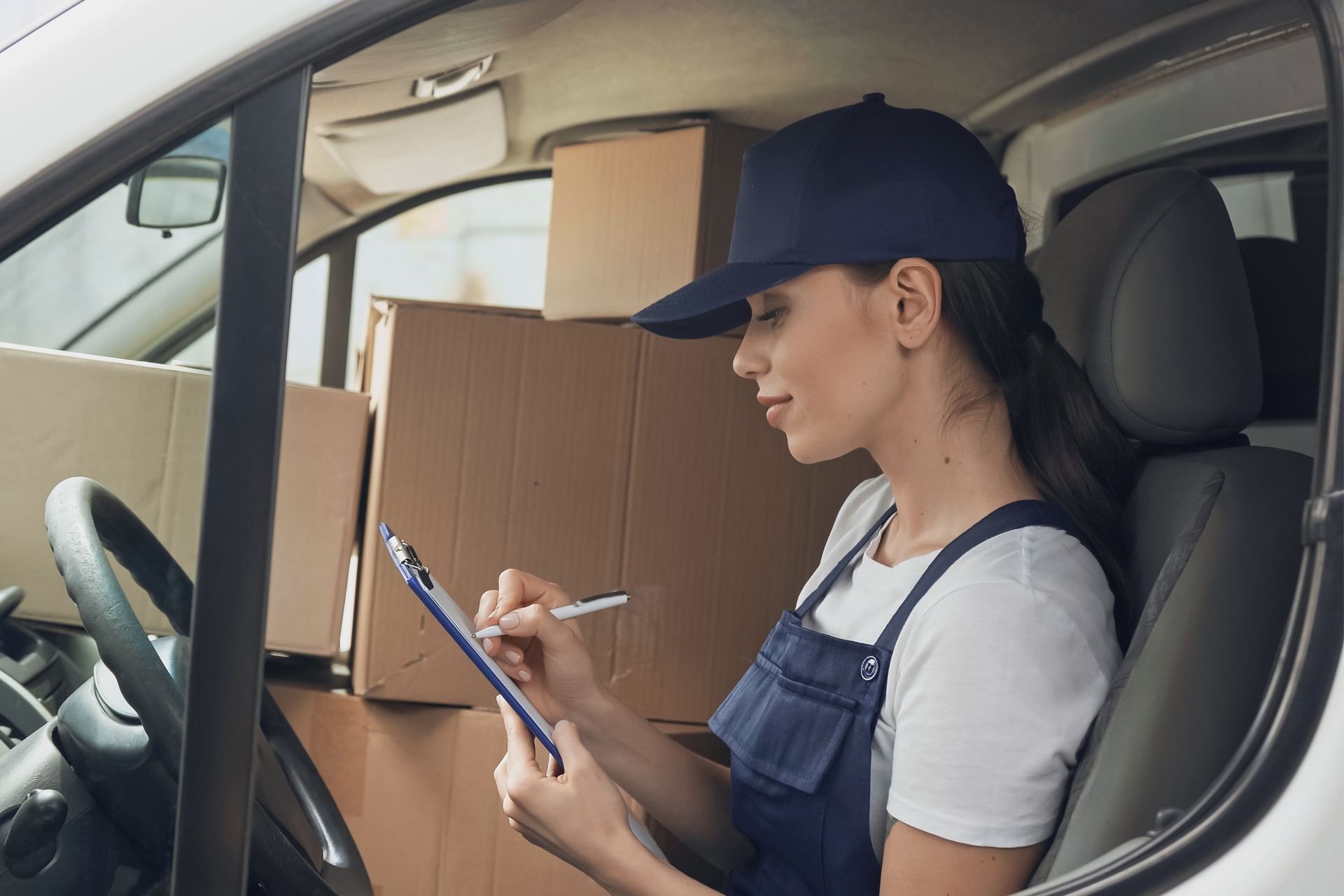 Happy Female Delivery Driver