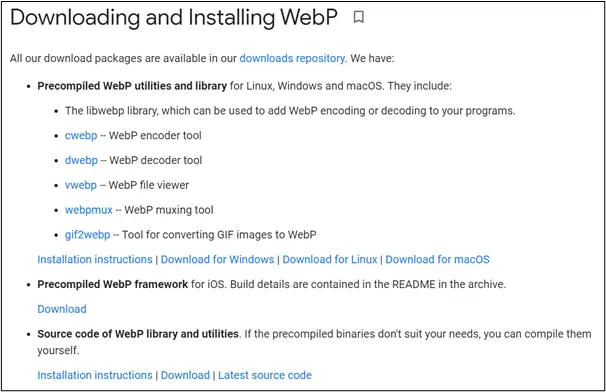 WebP Converter Download Page