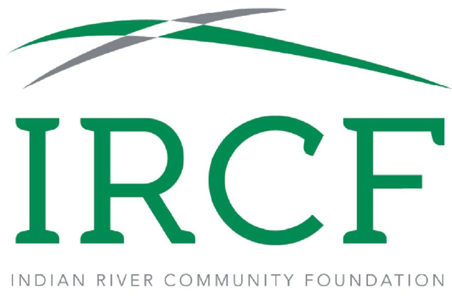 The logo for the indian river community foundation is green and white.