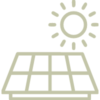 A solar panel with the sun shining on it.