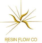 Gold abstract starburst logo above the words “RESIN FLOW CO”