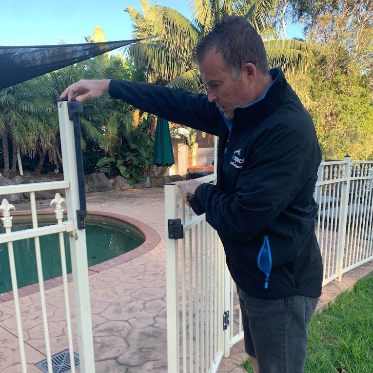 Greg conducting a pool inspection in Wollongong