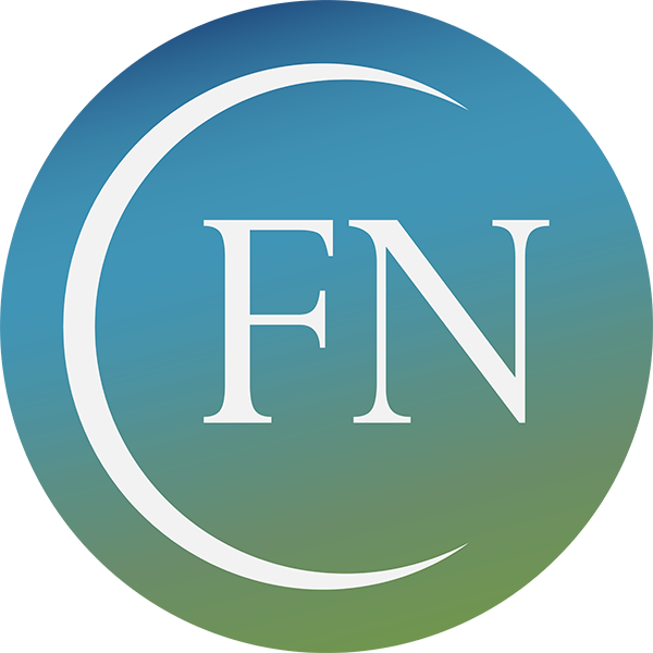 a blue and green circle with the letter fn on it