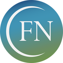 a blue and green circle with the letter fn on it
