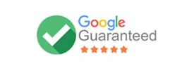 A google guaranteed logo with a green check mark