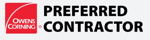 A logo for owens corning preferred contractor