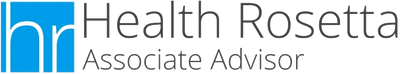 Health Rosetta Associate Advisor logo. Blue square with