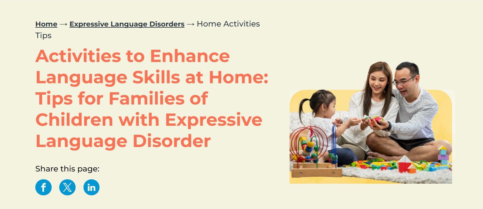 Tips for Families of Children with Expressive Language Disorder