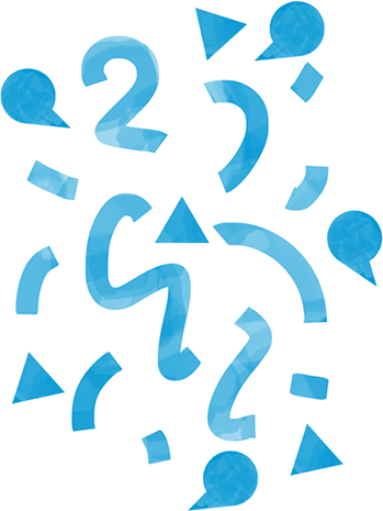 blue abstract shapes speech bubbles