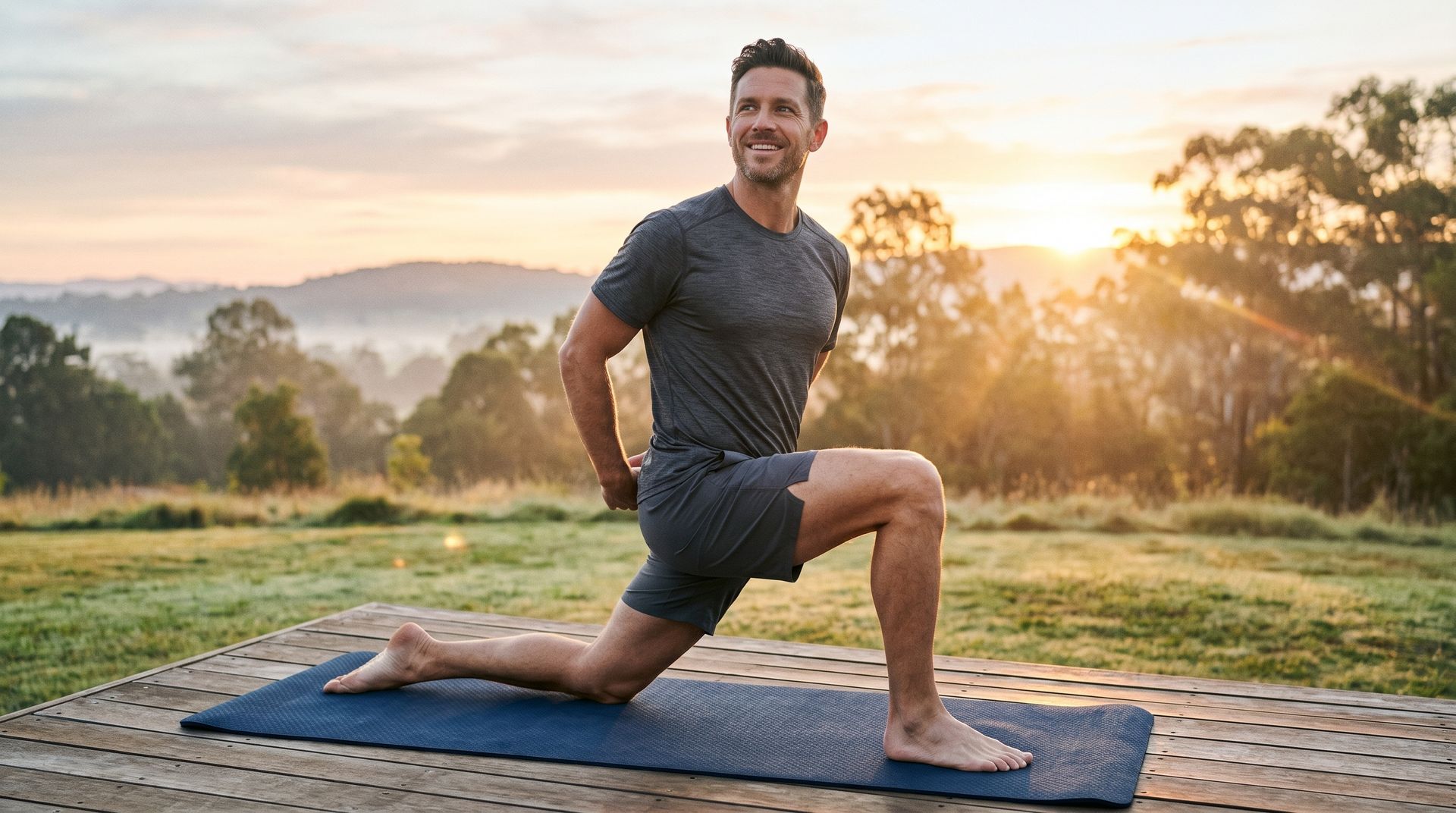 man outdoors stretching - recovery and restore iv - sante wellness orange ca