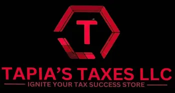 Red and black logo for Tapia’s Taxes LLC with slogan “Ignite Your Tax Success Store”