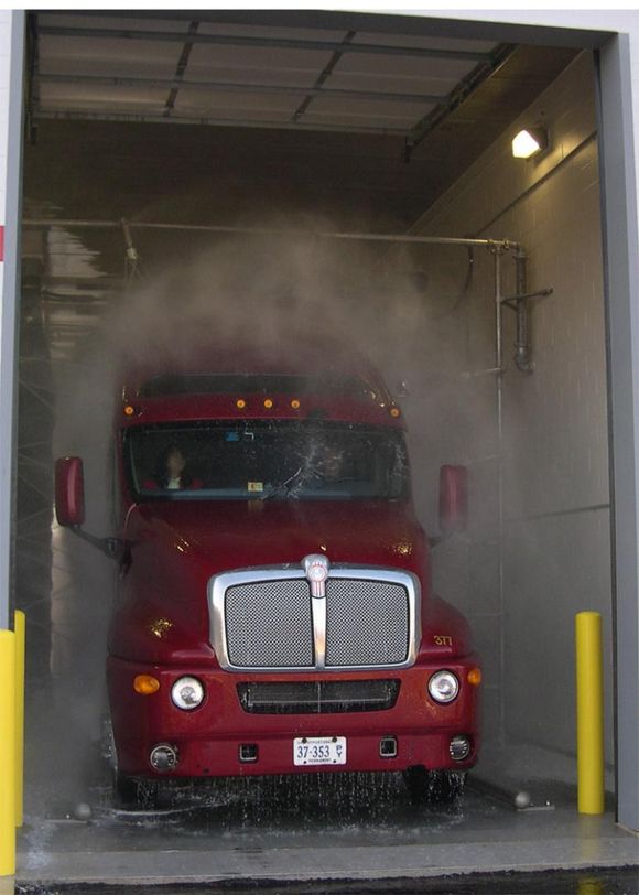 Truck Wash Maintenance — Red Truck Being Washed in Lynchburg, VA