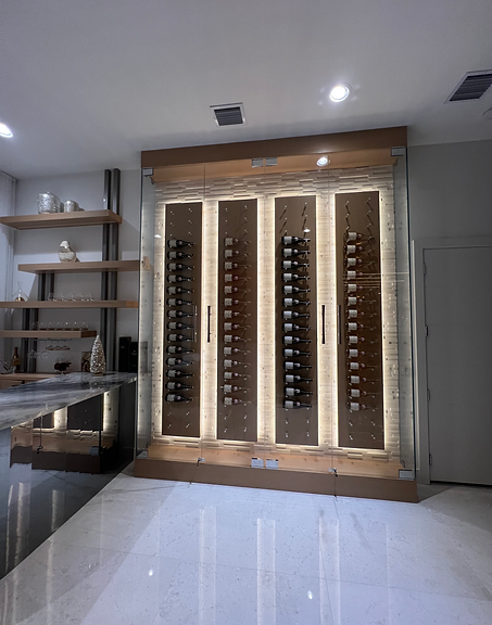 A wine cellar with a lot of wine bottles in it