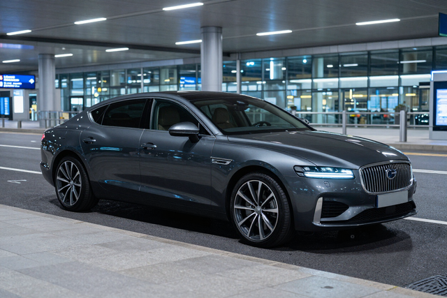 Professional private hire car at UK airport