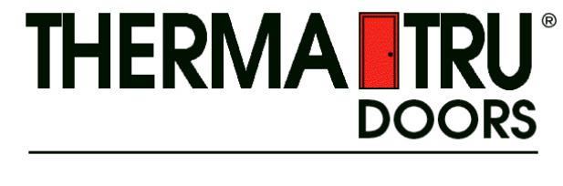 The logo for therma tru doors is shown on a white background.