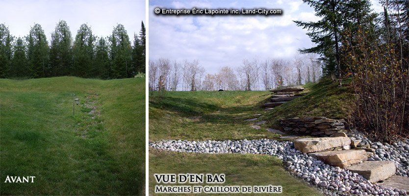 Une photo avant et après d’un champ verdoyant