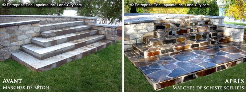 Une photo avant et après d un escalier en pierre