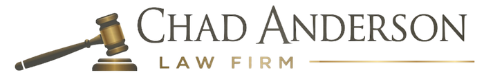 Chad Anderson Law Firm logo with gavel icon in beige and brown