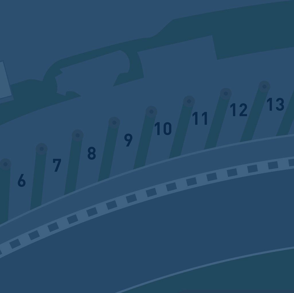 A blue background with a ruler and numbers on it.