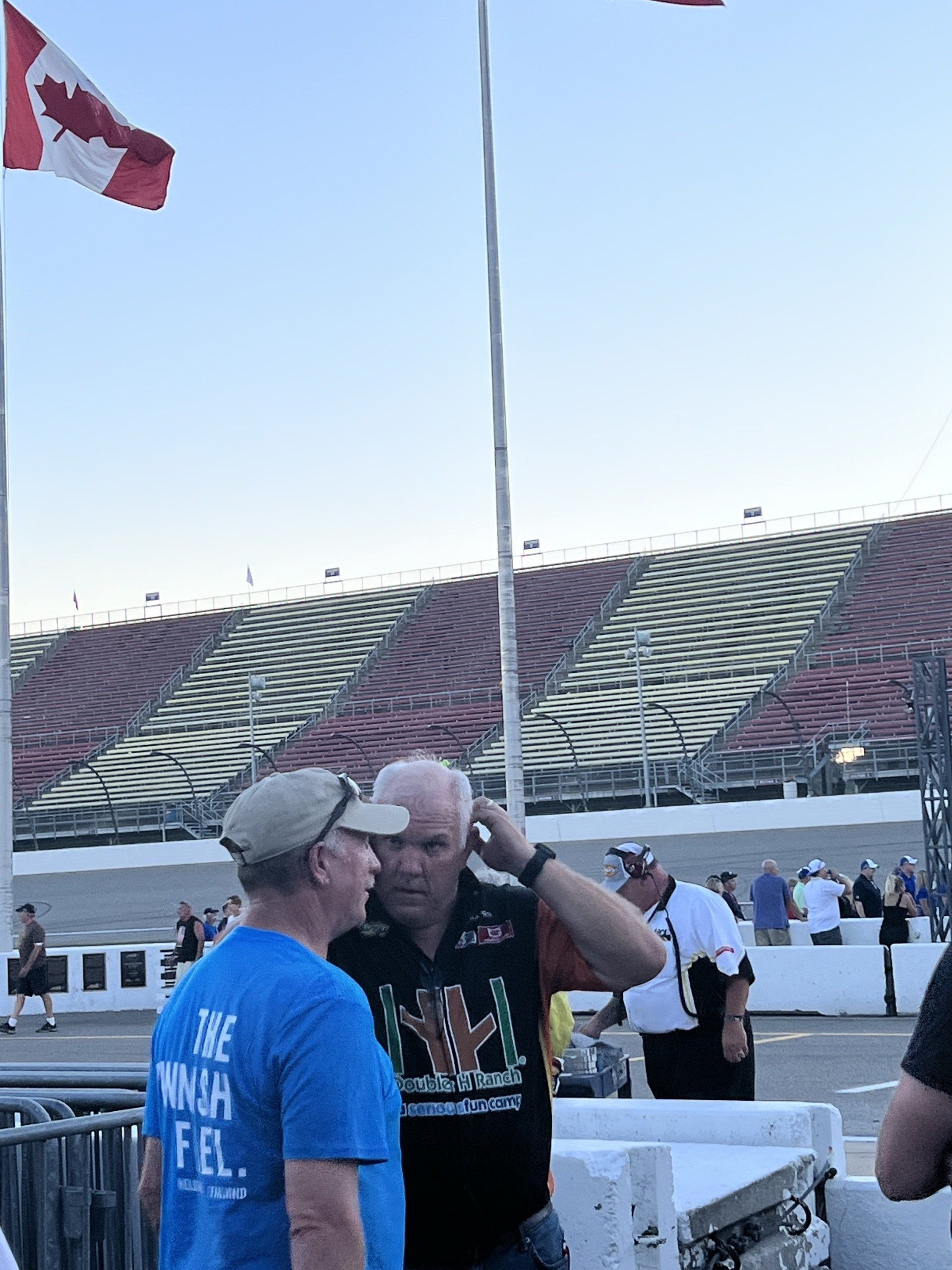 A man wearing a blue shirt that says the ninja feel