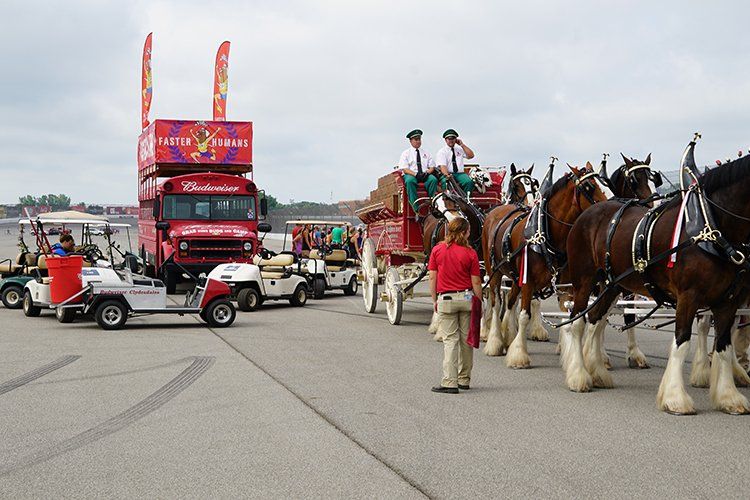 A group of horses are pulling a carriage down a road.