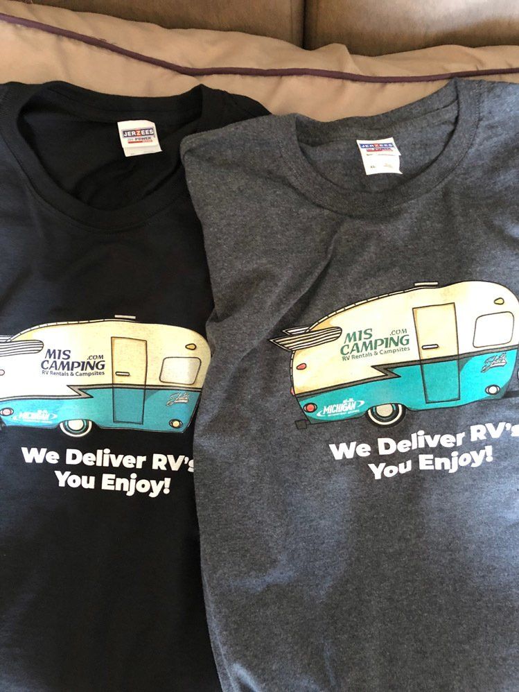 Two shirts that say we deliver rvs you enjoy