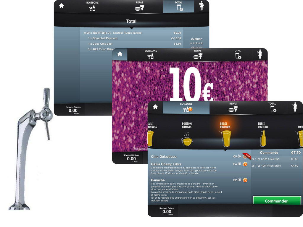 Tireuse à bière en libre-service et écrans de menu iPad