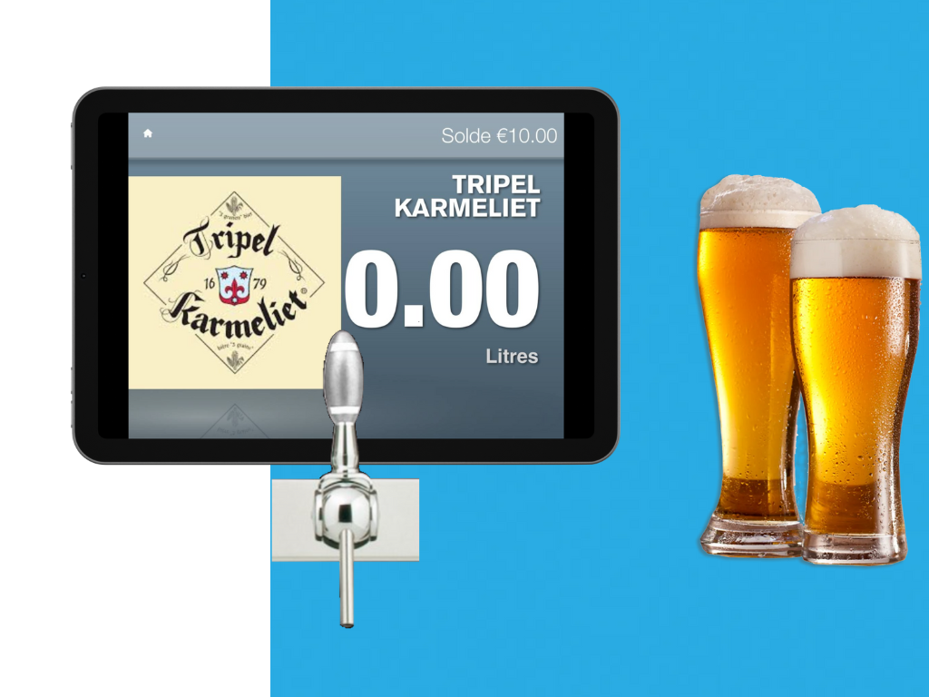 système de self-service et pinte de bière