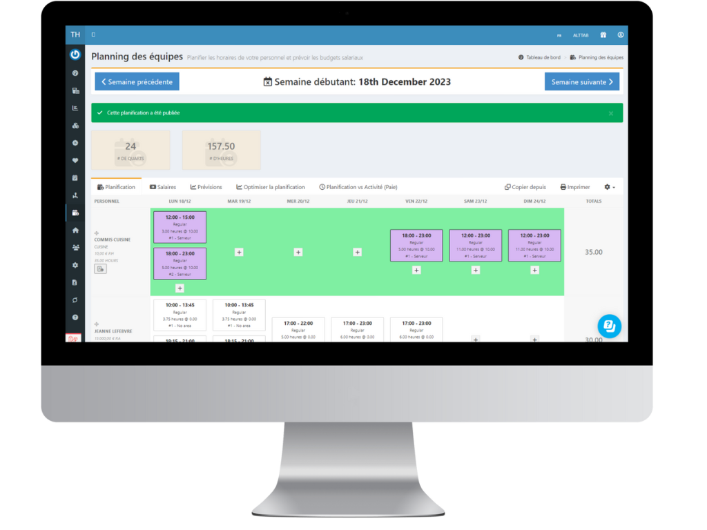 Tabology staff scheduling software, staff rota