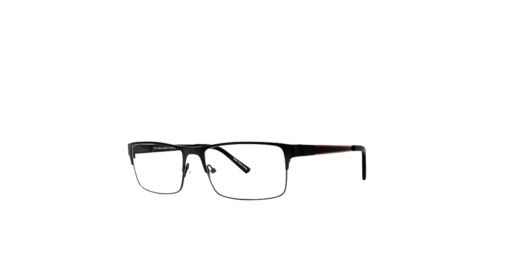 Black safety glasses with clear lenses and thick frames.