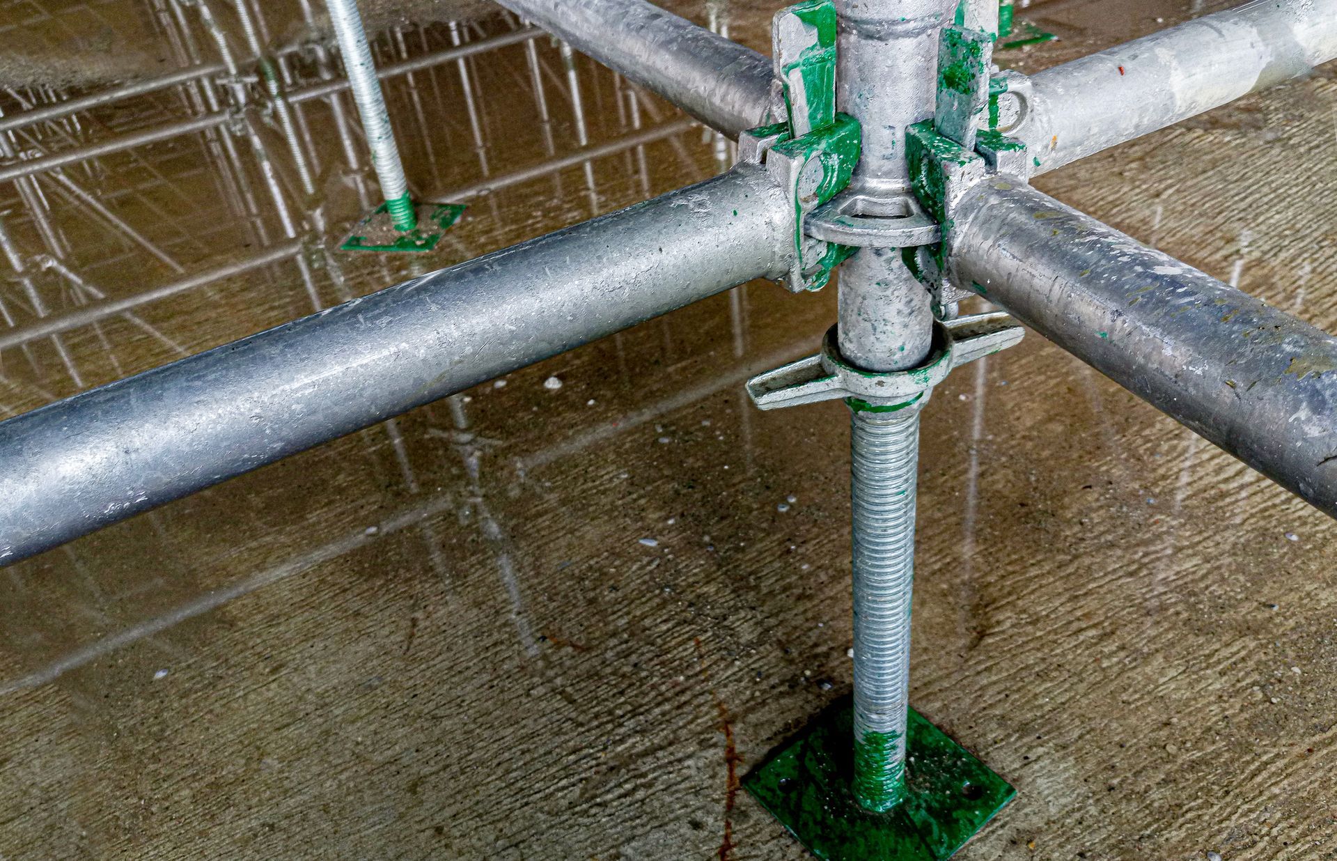 Scaffolding Support with Green Paint | Nowra, NSW | Shoalhaven Scaffolding Services