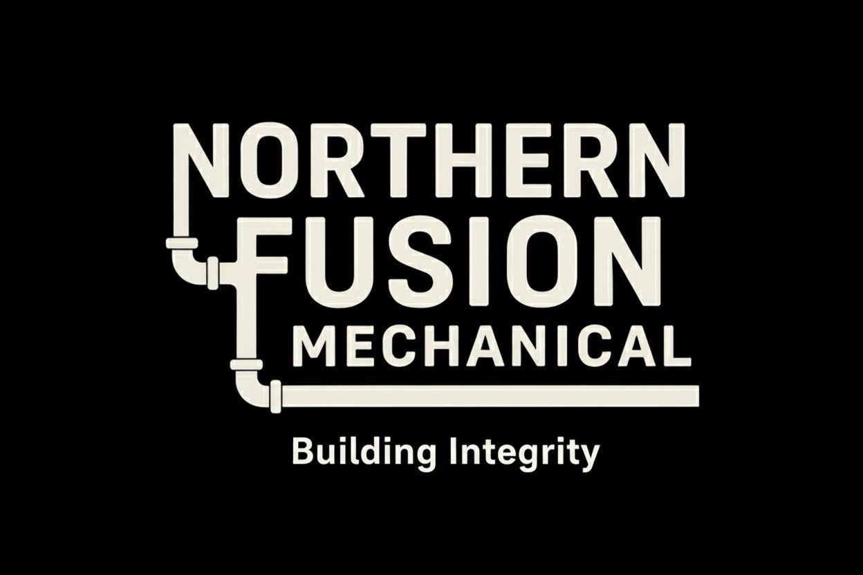 The Northern Fusion Mechanical logo on a black background, with text integrated into a pipe graphic and tagline.