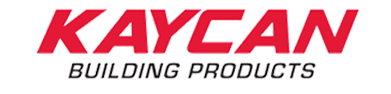 A kaycan building products logo on a white background
