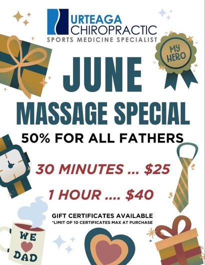 May massage special flyer with flowers: 50% off for all mothers, 30 minutes $25 or 1 hour $40.