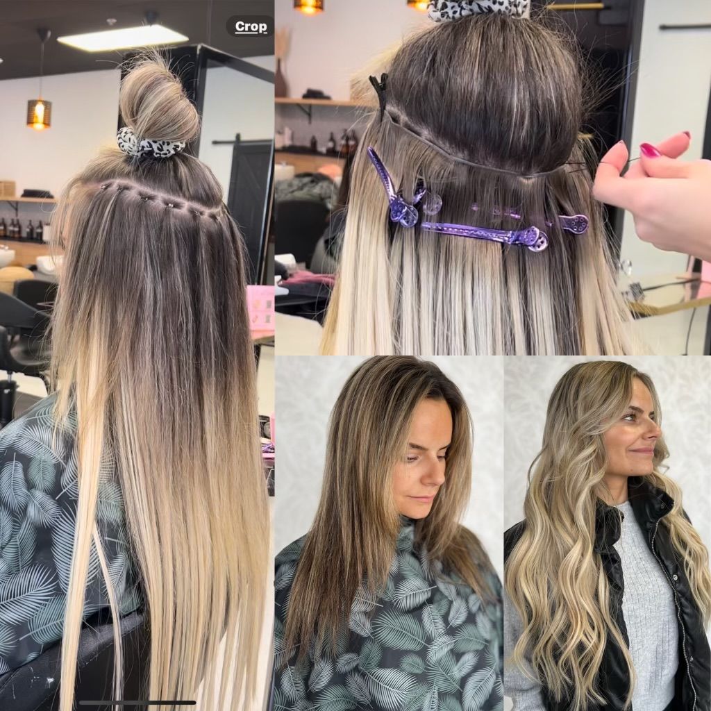 hand tied weft extensions install, long hair goals, hair transformation