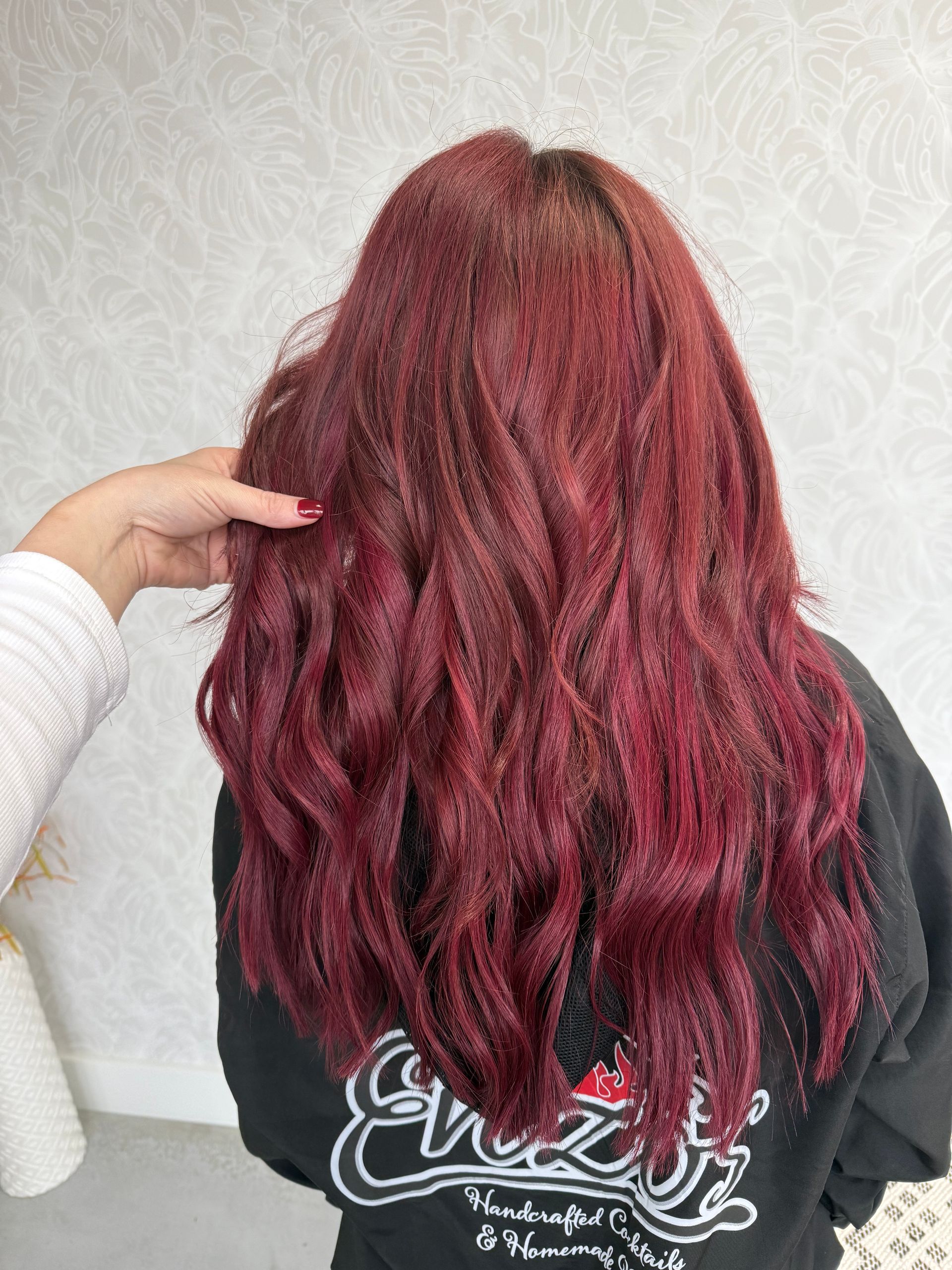 red hair, hand tied weft hair extensions