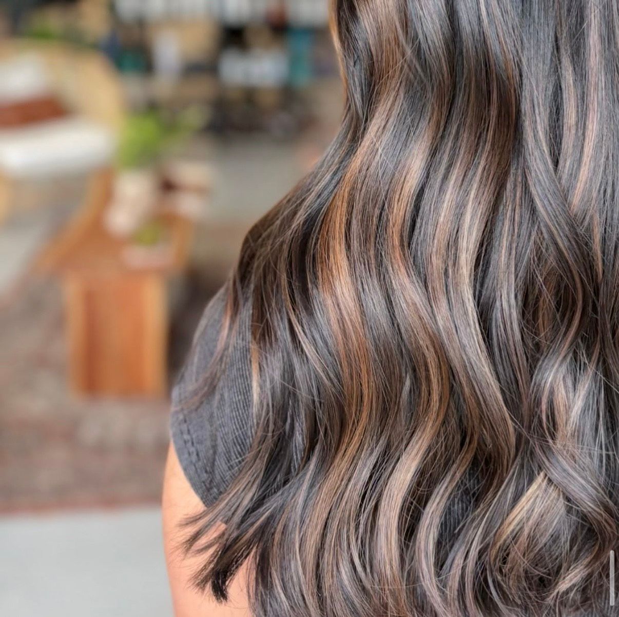ribbons of hair color, balayage
