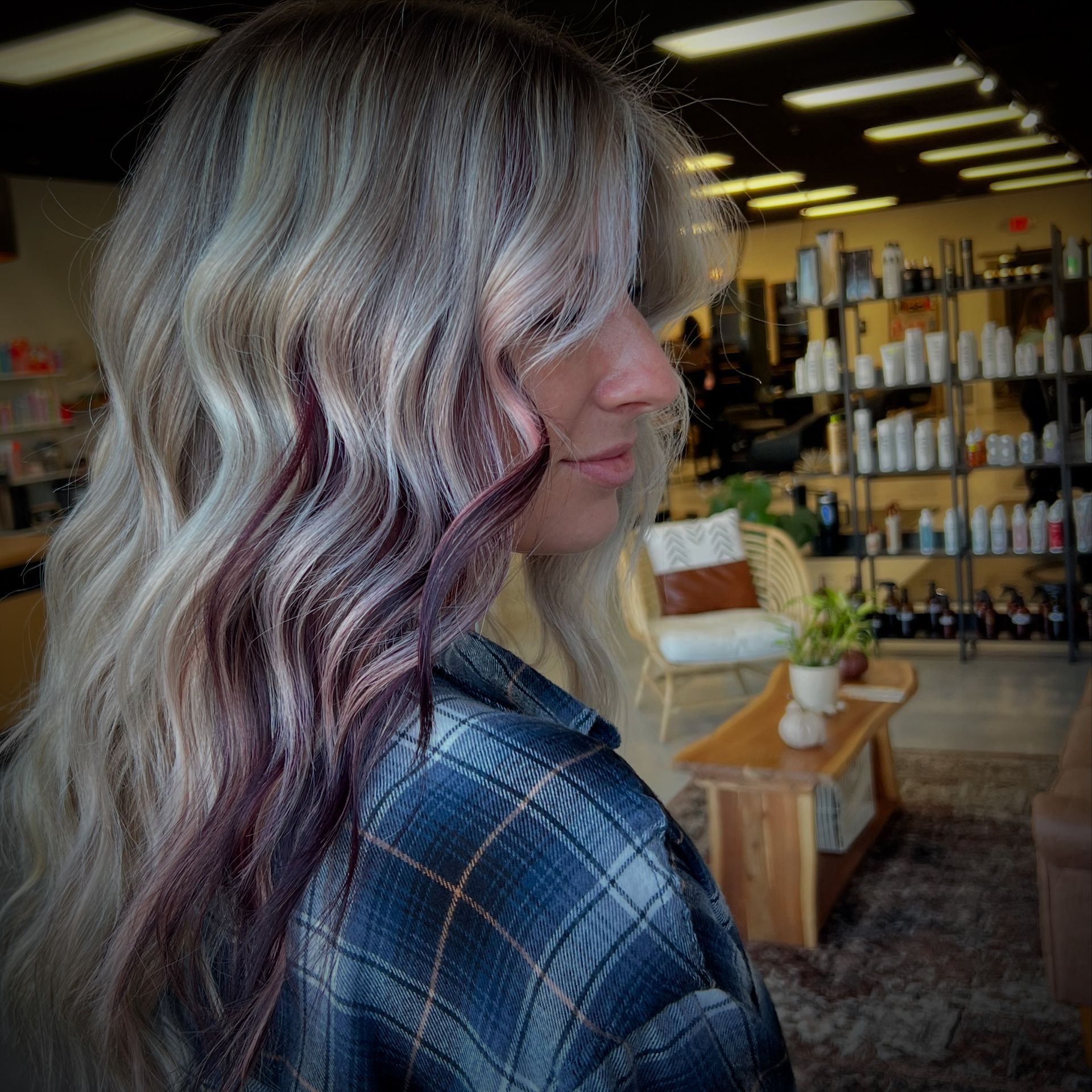 blonde and red highlights 