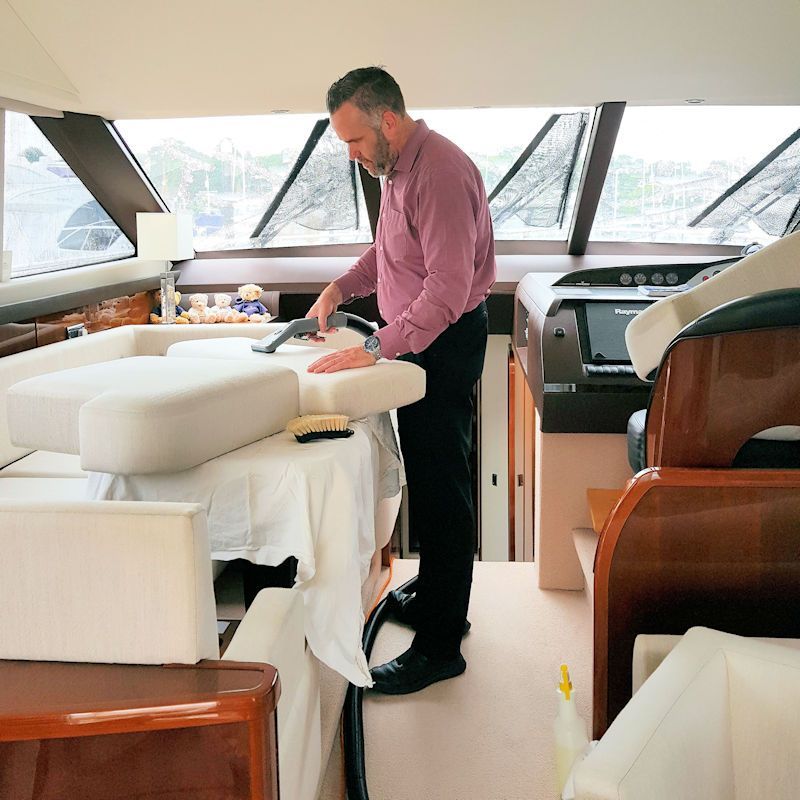 Upholstery Cleaning aboard Power Boat