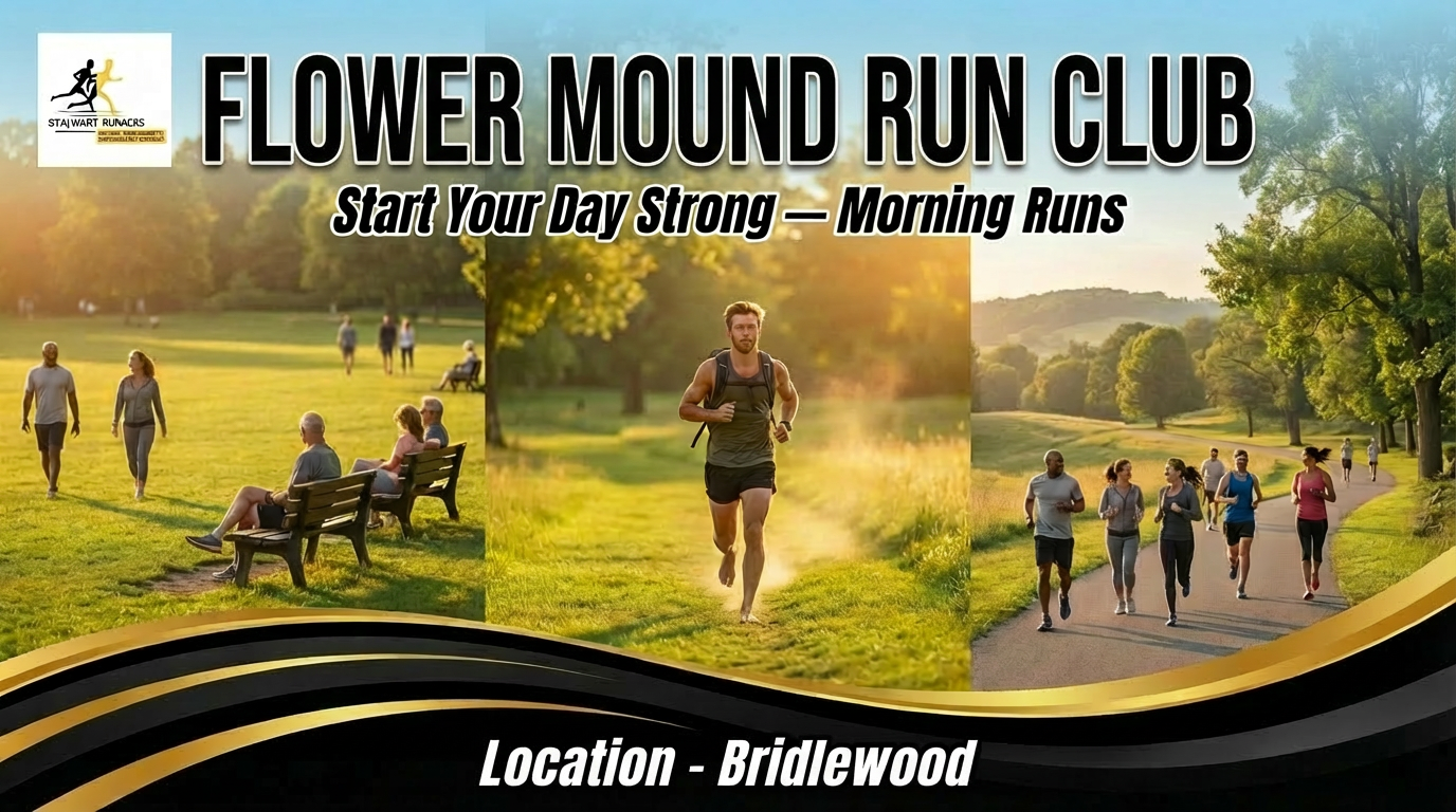 Argyle Run Club: runners in a park at sunrise. 