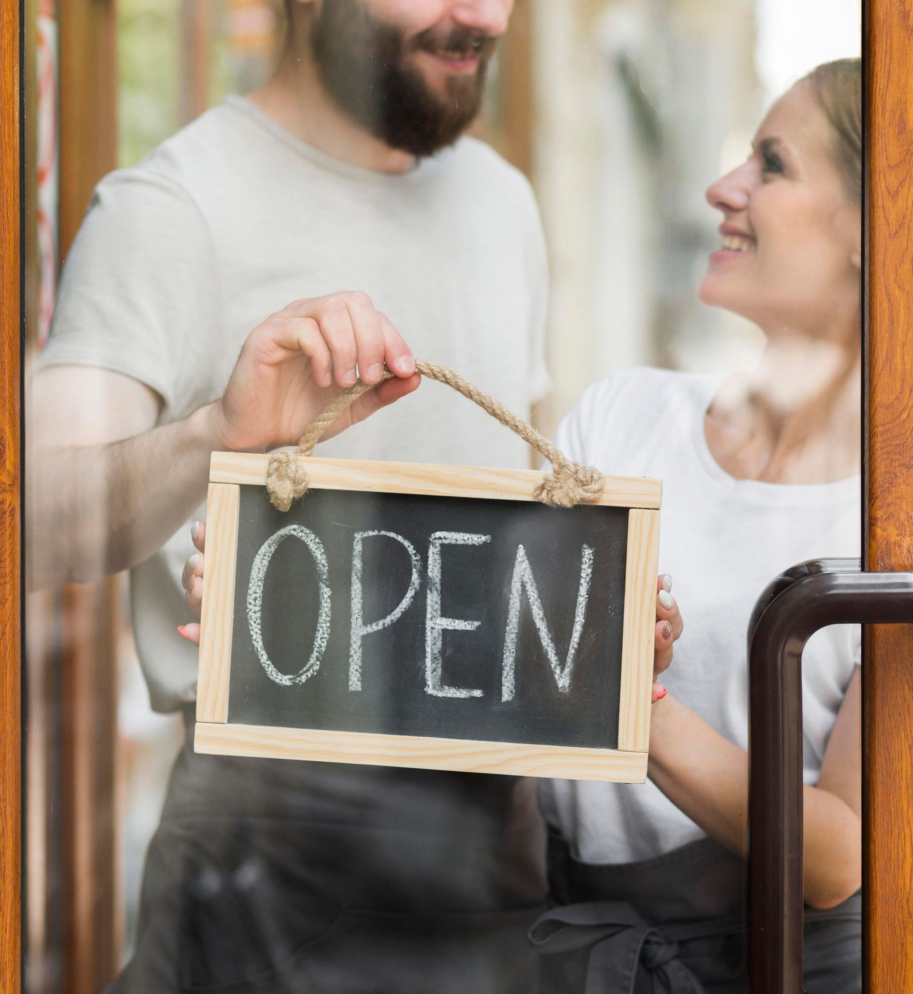Man and woman holding an 