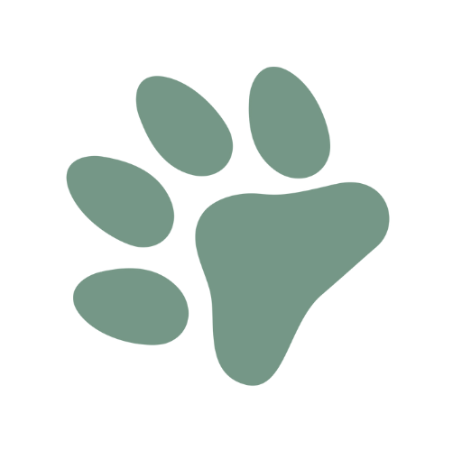 A green paw print on a white background.