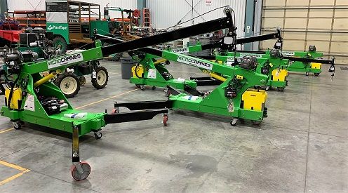 MicroCranes® mini crane M1 Model. A mini crane hoist used in many industries. Compact, battery powered, lifts up to 2,000 pounds.